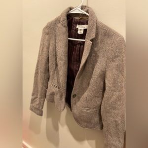 Brown tweed blazer padded shoulders